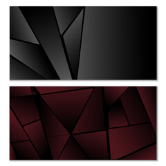 Abstract polygonal pattern. Set of two dark gradient polygonal backgrounds. Background design, cover, postcard, banner, wallpaper