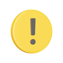 Poster - circular warning sign with exclamation point 3d icon. isolated object on a transparent background