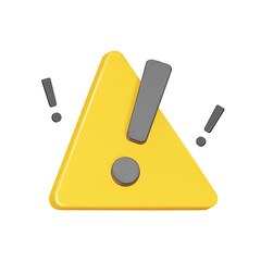 Poster - triangular warning sign 3d icon. isolated object on a transparent background
