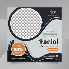 Wall Mural - beauty facial care center promotion design social media post and banner. square vector template conc
