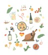 © Лёля Михайлова - Big spanish set. Traditional spanish dishes and products. Hand-drawn elements of the kingdom of spain.