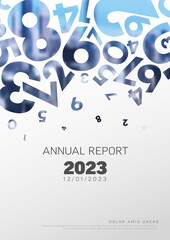 Wall Mural - Light annual report front cover page template with photo and numbers