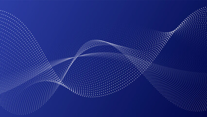Blue background with modern wavy lines and halftone dots