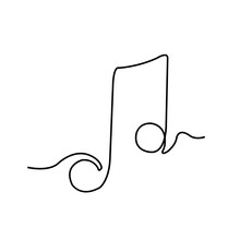 Musical Symbol Note One Line Illustration. Continuous Line Minimal Drawing Vector