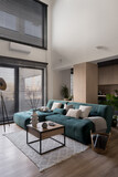 Fototapeta Boho - Modern loft style living room with big sofa