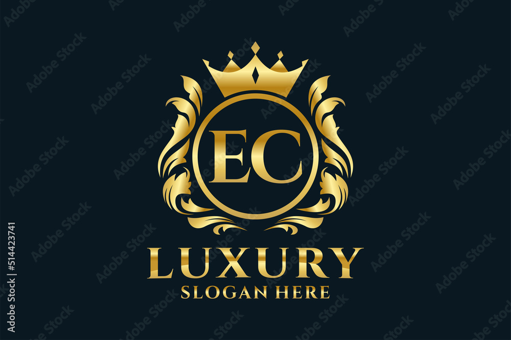 Initial EC Letter Royal Luxury Logo template in vector art for ...