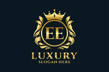 Initial EE Letter Royal Luxury Logo template in vector art for luxurious branding projects and other vector illustration.