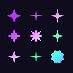 Poster - Set of stars and sparkles. Abstract design elements.