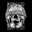 heavy metal skull hand drawn illustration
