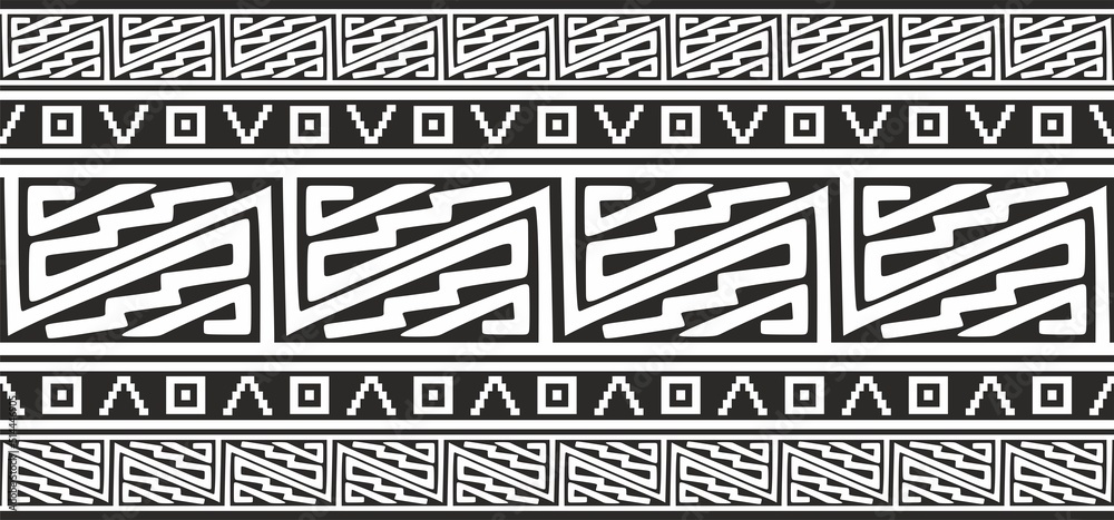 Vector monochrome seamless Native American border. Endless pattern of ...