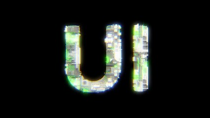 Fototapete - cybernetic text UI with chromatic aberrance and glitch effects, isolated