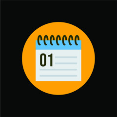 calendar icon with a black background