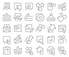 Fototapete - Feedback line icons collection. Thin outline icons pack. Vector illustration eps10