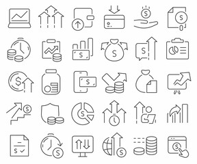 Poster - Profit line icons collection. Thin outline icons pack. Vector illustration eps10