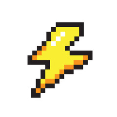 Fototapete - Vector illustration of cute pixel art icon. Geek lightning element in the style of 90s game. Oldschool graphic clipart