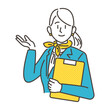 Female concierge giving a tour with a smile [Vector illustration].
