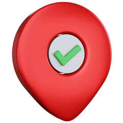 Fototapete - 3d rendering pointer pin location navigation with check mark isolated