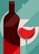 Abstract poster with red wine. Placard design in flat style.