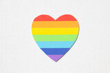 Fototapeta  - Love Valentines heart in rainbow pride on the white background
