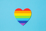 Love Valentines heart in rainbow pride on the blue background