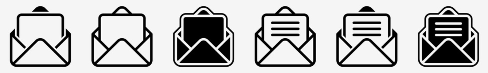 Wall Mural - mail icon open envelope mail set | mails icon inbox box post vector illustration logo | mail icon is