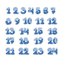 Cute Blue Advent Calendar Numbers For December