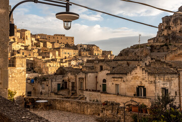 Ancient medieval alleyway somewhere in the historic town of Matera, Southern Italy