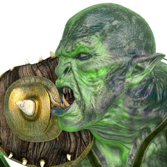 Wall Mural - orc warrior id photo pofile side view
