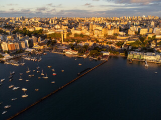 wonderful golden hour at sunset in the coastal capital of bahia, salvador, brazil