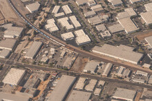 Aerial View Of Metro Division Railyard 20 Or 21 In Downtown Los Angeles, California , USA