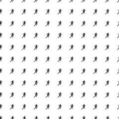 Poster - Square seamless background pattern from geometric shapes. The pattern is evenly filled with big black running woman symbols. Vector illustration on white background