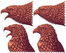 Eagle Head. Design Set. Editable Hand Drawn Illustration. Vector Vintage Engraving. 8 EPS