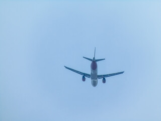 passenger plane in the sky during the flight