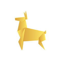 Origami Santa's Deer made of gold foil