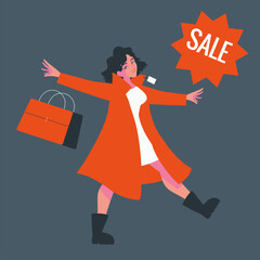 Poster - woman and sale tag