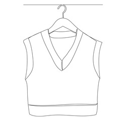 sleeveless jacket on a hanger one continuous line drawing, isolated, vector