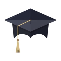 Graduation hat. Student uniform. Vector isolated on white background.