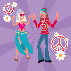 Wall Mural - funny hippie couple