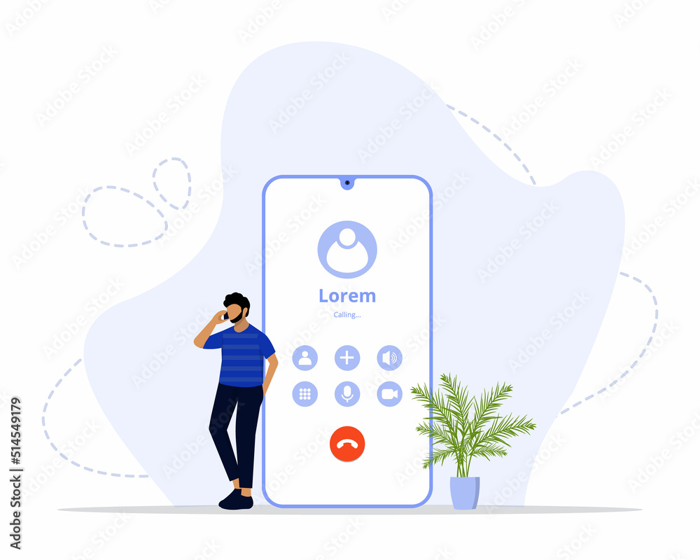 Call screen smartphone interface vector template, Mobile app page dark ...