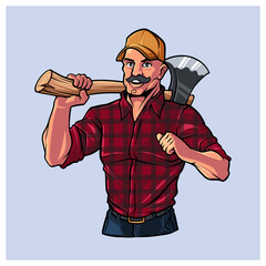 introduction distinguish Lumberjack holding axe mascot logo