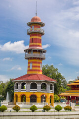 Wall Mural - Ho Withun Thasana or the Sages Lookout is an observatory tower built by king Chulalongkorn in 1881 for viewing the surrounding countryside. It is in Bang Pa-In Palace Ayutthaya Thailand.