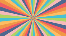 Abstract Explosion Background In Colorful Rainbow Gradient. Glare Effect. Sunshine Sparkle Pattern. Vector Illustration Of A Radial Ray. Narrow Beam. For Backdrops, Posters, Banners, And Covers.