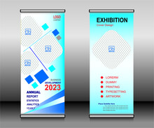 Roll Up Banner Template Design,banner Layout, Advertisement, Pull Up, Polygon Background.