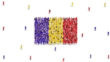 Romania Flag. A Large Group Of People Form To Create The Shape Of The Romanian Flag. 4K Animation Video.