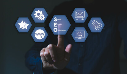 Poster - seo search engine optimisation digital marketing business technology concept