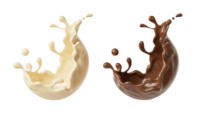 brown liquid chocolate splash or cocoa splashing isolated design