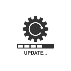 Poster - Update software icon in flat style. System upgrade notification vector illustration on isolated background. Progress install sign business concept.