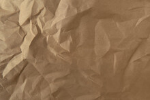 Blank Creased Or Wrinkled Craft Light Brown Color Recyclable Organic Paper Bag Texture Background