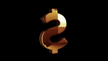 Wall Mural - Dollar stablecoin currency business and digital money golden metal shine rotating symbol concept. Glowing and reflection light icon abstract. Seamless and looped rotate 3d animation.