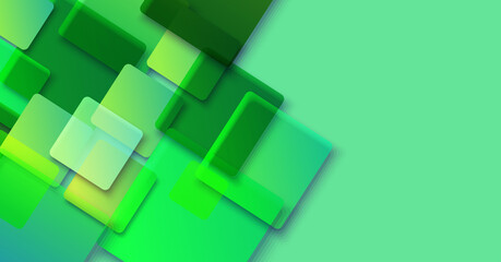 Poster - Abstract vector background of green squares. Vector banner with copy space